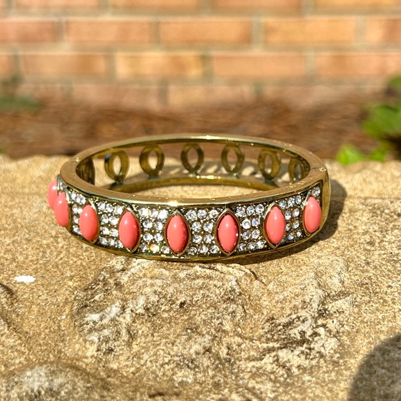 Heidi Daus Colorful faux coral & clear Swarovski crystals clamper bracelet - Picture 9 of 12